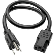 Tripp Lite 2ft Computer Power Cord Cable 5-15P to C13 Heavy Duty 15A 14AWG 2' - P007-002