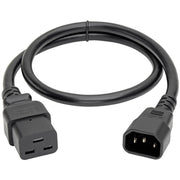 Tripp Lite 2ft Power Cord Extension Cable C19 to C14 Heavy Duty 15A 14AWG 2' - P047-002