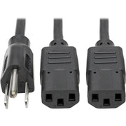 Tripp Lite 6ft Power Cord Y Splitter Cable 5-15P to 2xC13 10A 18AWG 6' - P006-006-2