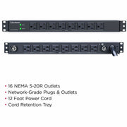 CyberPower Basic PDU30BT8F8R 16-Outlets PDU - PDU30BT8F8R