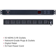 CyberPower Metered PDU15M2F8R 10-Outlets PDU - PDU15M2F8R