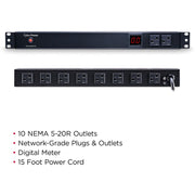 CyberPower Metered PDU20M2F8R 10-Outlets PDU - PDU20M2F8R