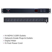 CyberPower Metered PDU20M2F12R 14-Outlets PDU - PDU20M2F12R