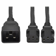 P032-002-2C13_Tripp Lite 2ft Power Cord Y Splitter Cable C20 to 2xC13 Heavy Duty 15A 14AWG 2'