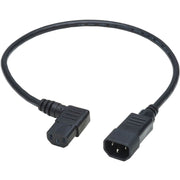 Tripp Lite 2ft Computer Cord Extension Cable C14 to Left Angle C13 10A 18AWG 2' - P004-002-13LA