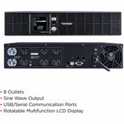 CyberPower OR2200PFCRT2U PFC Sinewave UPS System 2000VA 1540W Rack/Tower PFC compatible Pure sine wave - OR2200PFCRT2U