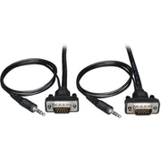 Tripp Lite 6ft VGA Coax Monitor Cable Low Profile with Audio and RGB High Resolution HD15 3.5mm M/M 6'