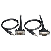 Tripp Lite 6ft VGA Coax Monitor Cable Low Profile with Audio and RGB High Resolution HD15 3.5mm M/M 6' - P504-006-SM