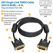 Tripp Lite 6ft DVI Single Link Digital TMDS Monitor Cable DVI-D M/M 6' - P561-006