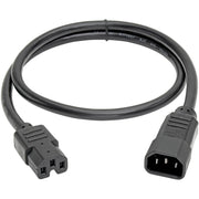 Tripp Lite 3ft Computer Power Cord Cable C14 to C15 Heavy Duty 16A 14AWG 3' - P018-003