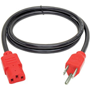 Tripp Lite 4ft Computer Power Cord Cable 5-15P to C13 Red 10A 18AWG 4' - P006-004-RD