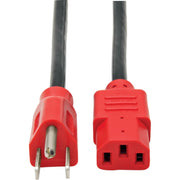 Tripp Lite 4ft Computer Power Cord Cable 5-15P to C13 Red 10A 18AWG 4'