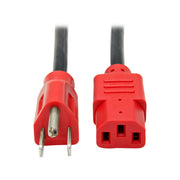 P006-004-RD_Tripp Lite 4ft Computer Power Cord Cable 5-15P to C13 Red 10A 18AWG 4'