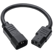 Tripp Lite 1ft Power Cord Extension Cable C14 to C13 Heavy Duty 15A 14AWG 1' - P005-12N