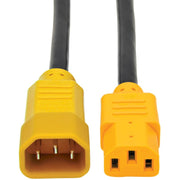 P005-006-YW_Tripp Lite 6ft Power Cord Extension Cable C14 to C13 Heavy Duty Yellow 15A 14AWG 6'