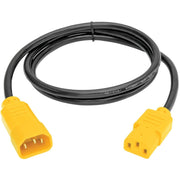 Tripp Lite 4ft Computer Power Cord Extension Cable C14 to C13 Yellow 10A 18AWG 4' - P004-004-YW