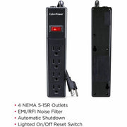 CyberPower CSB404 Essential 4-Outlets Surge Suppressor 4FT Cord - Plain Brown Boxes - CSB404