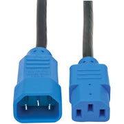 Tripp Lite 4ft Computer Power Cord Extension Cable C14 to C13 Blue 10A 18AWG 4'