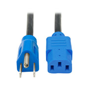 P006-004-BL_Tripp Lite 4ft Computer Power Cord Cable 5-15P to C13 Blue 10A 18AWG 4'