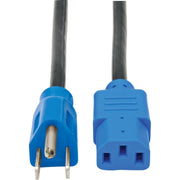 P006-004-BL_Tripp Lite 4ft Computer Power Cord Cable 5-15P to C13 Blue 10A 18AWG 4'