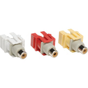 A020-000-KJ_Tripp Lite 3 Piece Composite Audio Video Keystone Jack, Snap-in Module Red Yellow White F/F