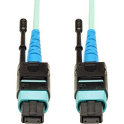 Tripp Lite by Eaton 1 Meter MTP / MPO Patch Cable, 24 Fiber, 100GbE Aqua OM3 Plenum