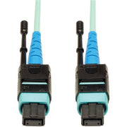 Tripp Lite by Eaton 10 Meter MTP / MPO Patch Cable, 24 Fiber, 100GbE Aqua OM3 Plenum