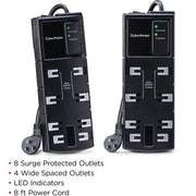 CyberPower CSB808 Essential 8-Outlets Surge Suppressor 8FT Cord - Plain Brown Boxes - CSB808