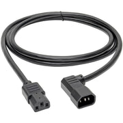 Tripp Lite 6ft Power Cord Extension Cable Left Angle C14 to C13 Heavy Duty 15A 14AWG 6' - P005-006-14LA