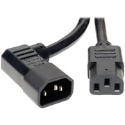 Tripp Lite 6ft Power Cord Extension Cable Left Angle C14 to C13 Heavy Duty 15A 14AWG 6' - P005-006-14LA