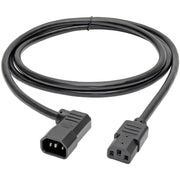 Tripp Lite 6ft Power Cord Extension Cable Right Angle C14 to C13 Heavy Duty 15A 14AWG 6' - P005-006-14RA