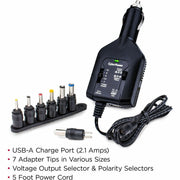 CyberPower CPUDC1U2000 DC Universal Power Adapter 3-12V 2000mA and 2.1A USB Charging Port - CPUDC1U2000