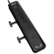 Tripp Lite Surge Protector Power Strip Desk Mount 120V USB 6 Outlet 6' Cord - 6 x NEMA 5-15R - 1875 VA - 2100 J - 120 V AC Input - 5 V DC Output