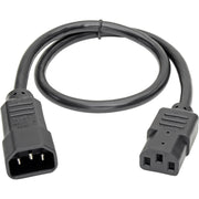 Tripp Lite 2ft Computer Power Cord Extension Cable C14 to C13 13A 16AWG 2' - P004-002-13A