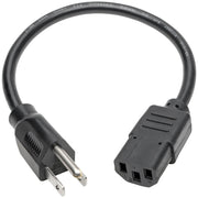 Tripp Lite 1ft Computer Power Cord Cable 5-15P to C13 10A 18AWG 1' - P006-001