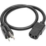 Tripp Lite 2ft Computer Power Cord Cable 5-15P to C13 13A 16AWG 2' - P006-002-13A