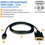 Tripp Lite 12ft HDMI to DVI-D Digital Monitor Adapter Video Converter Cable M/M 12' - P566-012