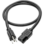 Tripp Lite 3ft Computer Power Cord Cable 5-15P to C13 Heavy Duty 15A 14AWG 3' - P007-003