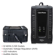 CyberPower AVR Series AVRG900U 900VA 480W Desktop UPS with AVR and USB - AVRG900U