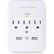 CyberPower CSP300WUR1 Professional 3-Outlets Surge with 600J, 2-2.1A USB and Wall Tap - Plain Brown Boxes