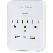 CyberPower CSP300WUR1 Professional 3-Outlets Surge with 600J, 2-2.1A USB and Wall Tap - Plain Brown Boxes - CSP300WUR1