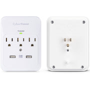 CyberPower CSP300WUR1 Professional 3-Outlets Surge with 600J, 2-2.1A USB and Wall Tap - Plain Brown Boxes - CSP300WUR1