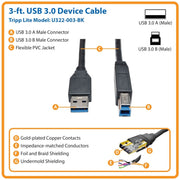Tripp Lite series USB 3.0 SuperSpeed Device Cable (AB M/M) Black, 3-ft. - U322-003-BK