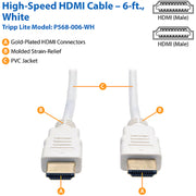 Tripp Lite 6ft High Speed HDMI Cable Digital Video with Audio 4K x 2K M/M White 6' - P568-006-WH