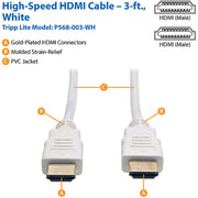 Tripp Lite 3ft High Speed HDMI Cable Digital Video with Audio 4K x 2K M/M White 3' - P568-003-WH