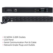 CyberPower PDU20MT10AT Metered ATS PDU 120V 20A 1U 10-Outlets (2) L5-20P - PDU20MT10AT