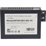 Tripp Lite by Eaton 10/100 SC Singlemode Media Converter, 15km, 1310nm - N784-001-SC-15