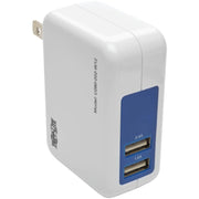 Tripp Lite by Eaton 2-Port USB Wall/Travel Charger, 5V, 1.0/2.4A