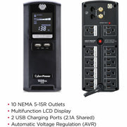 CyberPower UPS Systems LX1325GU PC Battery Backup -  Capacity: 1325 VA / 810 W - LX1325GU