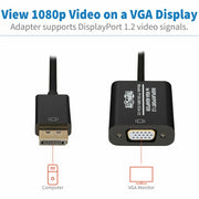 Tripp Lite 6in DisplayPort to VGA Adapter Active Converter DP to VGA M/F DPort 1.2 6" - P134-06N-VGA-V2